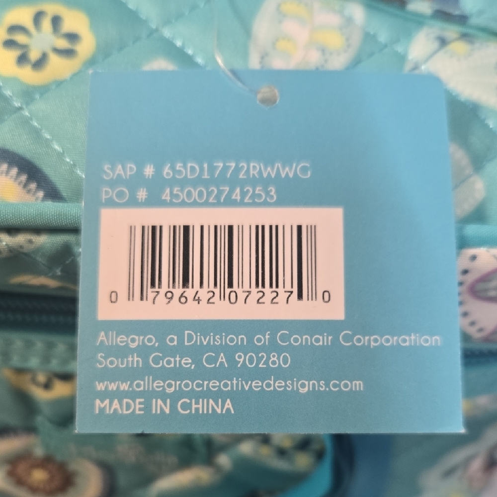 Modella Teal Floral Cosmetic Bag Quilted Mini Train Case - Picture 2 of 6